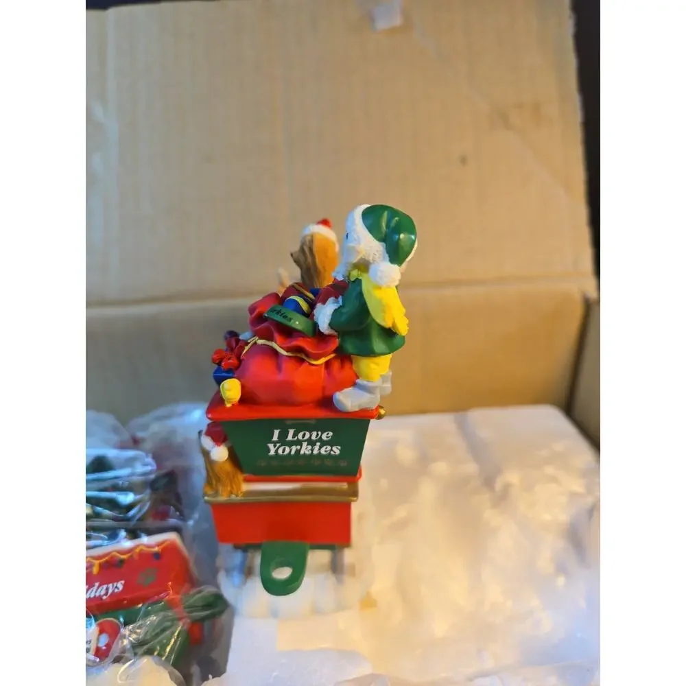 I Love Yorkies Christmas Express Holiday Train by Danbury Mint 6 pcs *READ*